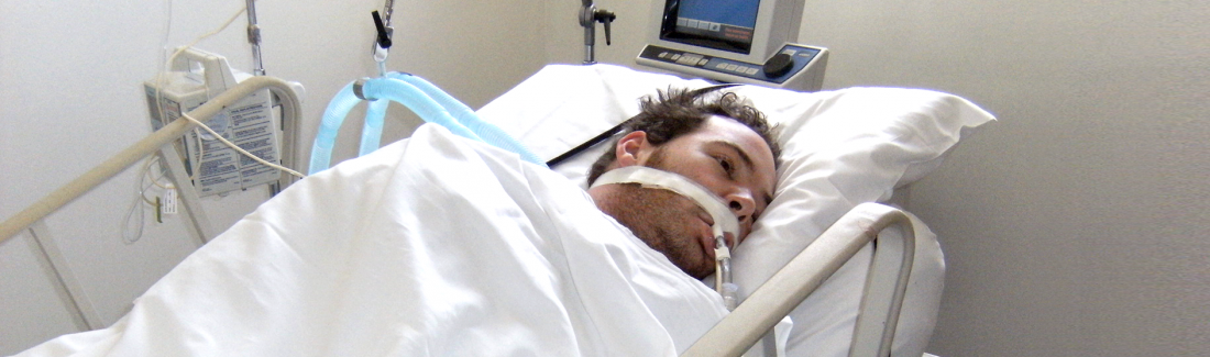 Dan in hospital in Columbia, 3 days after his accident